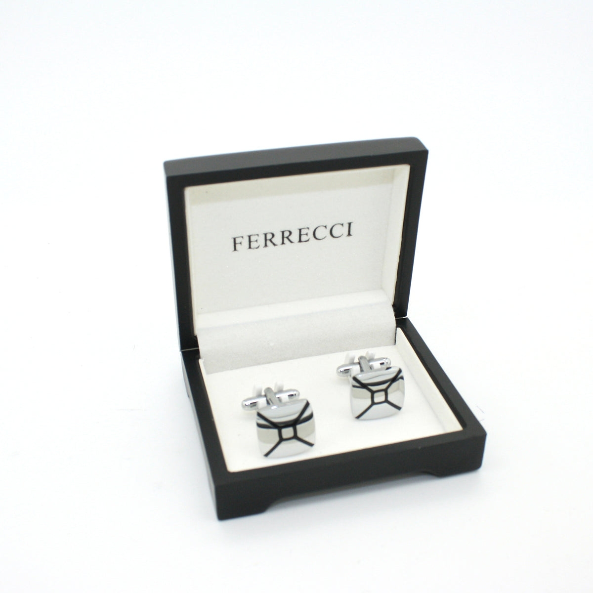 Silvertone Enamel Cuff Links With Jewelry Box - FHYINC