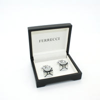 Silvertone Enamel Cuff Links With Jewelry Box - FHYINC