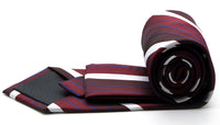 Mens Dads Classic Red Striped Pattern Business Casual Necktie & Hanky Set EO-9 - FHYINC best men's suits, tuxedos, formal men's wear wholesale