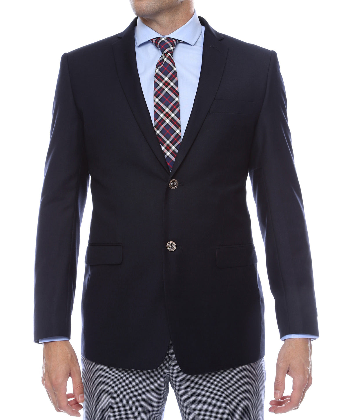 Finn Gold Button Slim Fit Navy Blazer - FHYINC