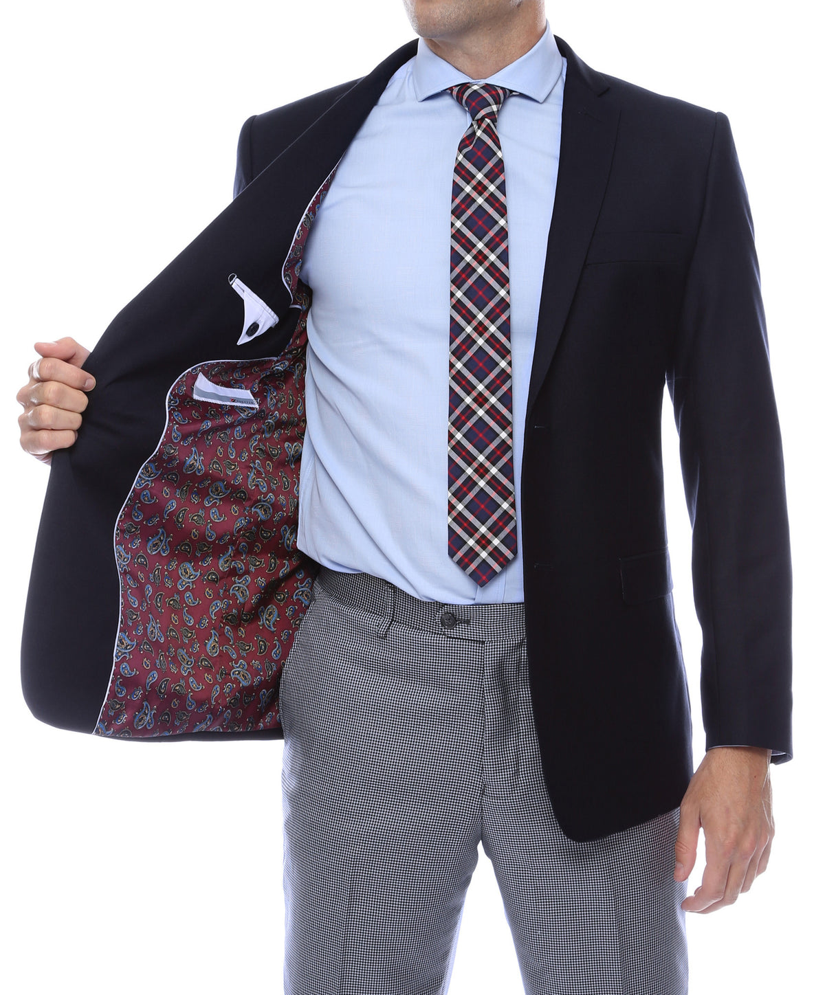 Finn Gold Button Slim Fit Navy Blazer - FHYINC