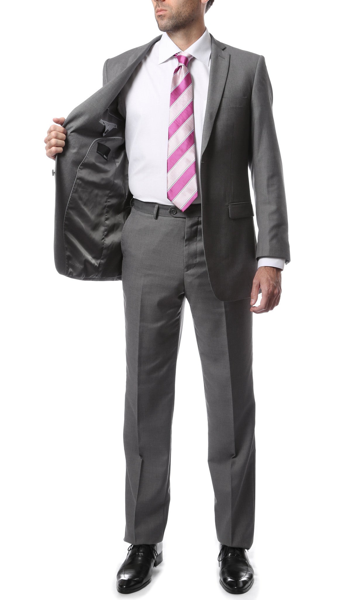 Premium FNL22R Mens 2 Button Regular Fit Grey Suit - FHYINC best men's suits, tuxedos, formal men's wear wholesale