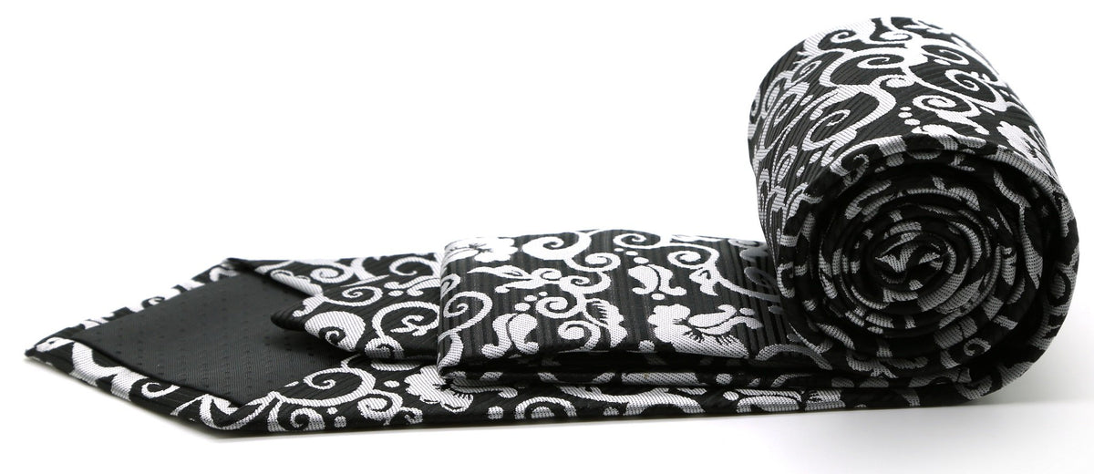 Mens Dads Classic Black Paisley Pattern Business Casual Necktie & Hanky Set FO-1 - FHYINC best men's suits, tuxedos, formal men's wear wholesale