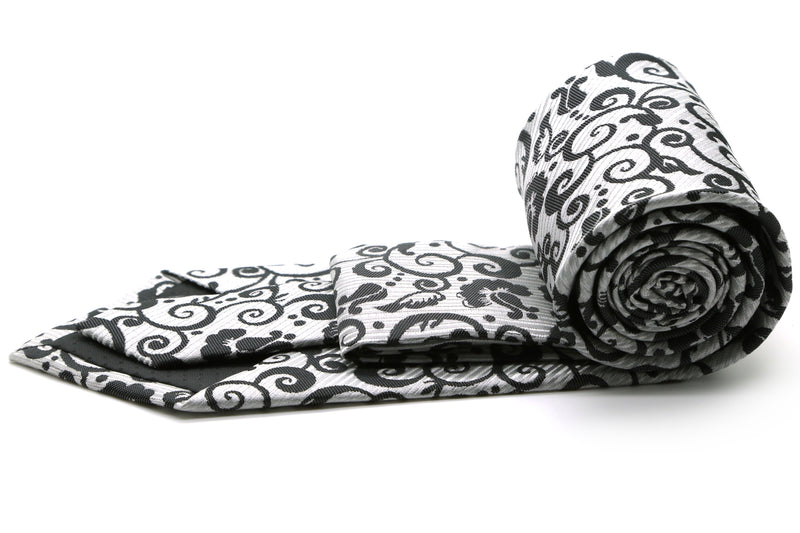 Mens Dads Classic White Paisley Pattern Business Casual Necktie & Hanky Set FO-4 - FHYINC best men's suits, tuxedos, formal men's wear wholesale