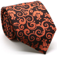 Mens Dads Classic Orange Paisley Pattern Business Casual Necktie & Hanky Set FO-5 - FHYINC best men's suits, tuxedos, formal men's wear wholesale