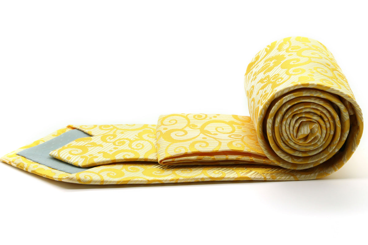 Mens Dads Classic Yellow Paisley Pattern Business Casual Necktie & Hanky Set FO-8 - FHYINC best men's suits, tuxedos, formal men's wear wholesale