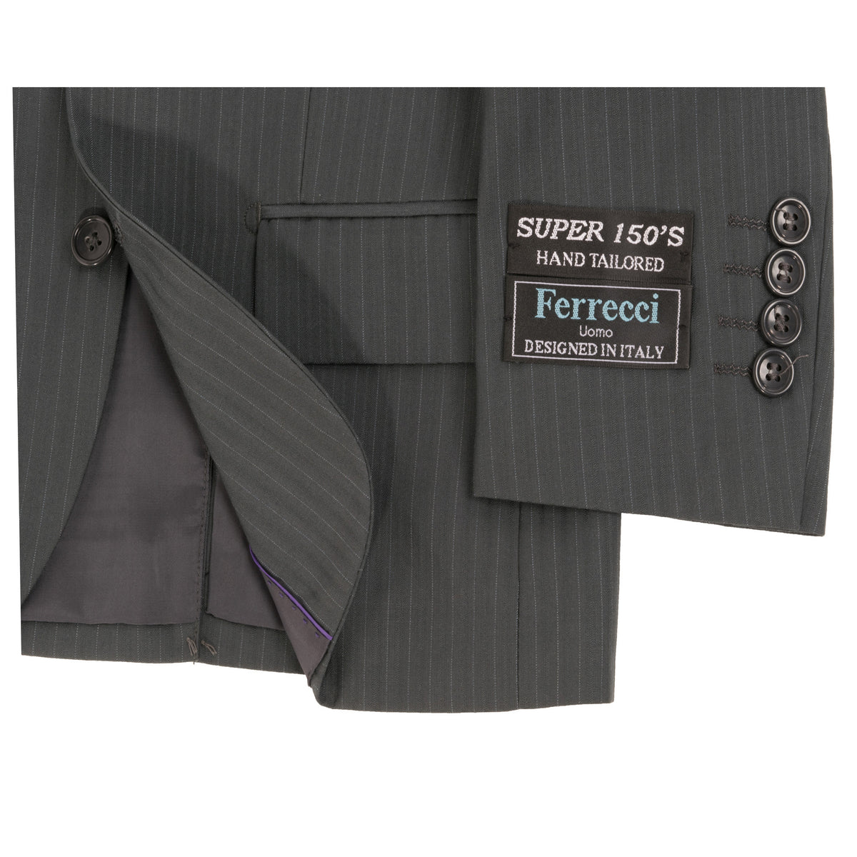 Boys Premium Grey Green Striped 2pc Suit - FHYINC best men's suits, tuxedos, formal men's wear wholesale