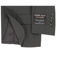 Boys Premium Grey Green Striped 2pc Suit - FHYINC best men's suits, tuxedos, formal men's wear wholesale