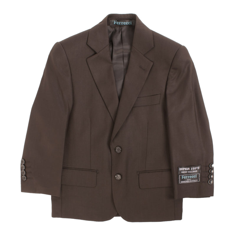Boys Premium Coffee Brown 3pc Vested Suit - FHYINC best men's suits, tuxedos, formal men's wear wholesale