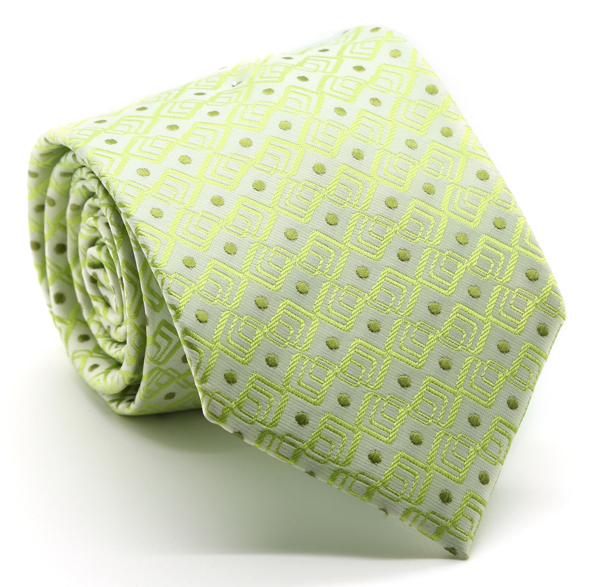 Mens Dads Classic Green Geometric Pattern Business Casual Necktie & Hanky Set G-7 - FHYINC best men's suits, tuxedos, formal men's wear wholesale