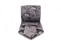 Mens Dads Classic Black Pink Paisley Pattern Business Casual Necktie & Hanky Set GF-2 - FHYINC best men's suits, tuxedos, formal men's wear wholesale