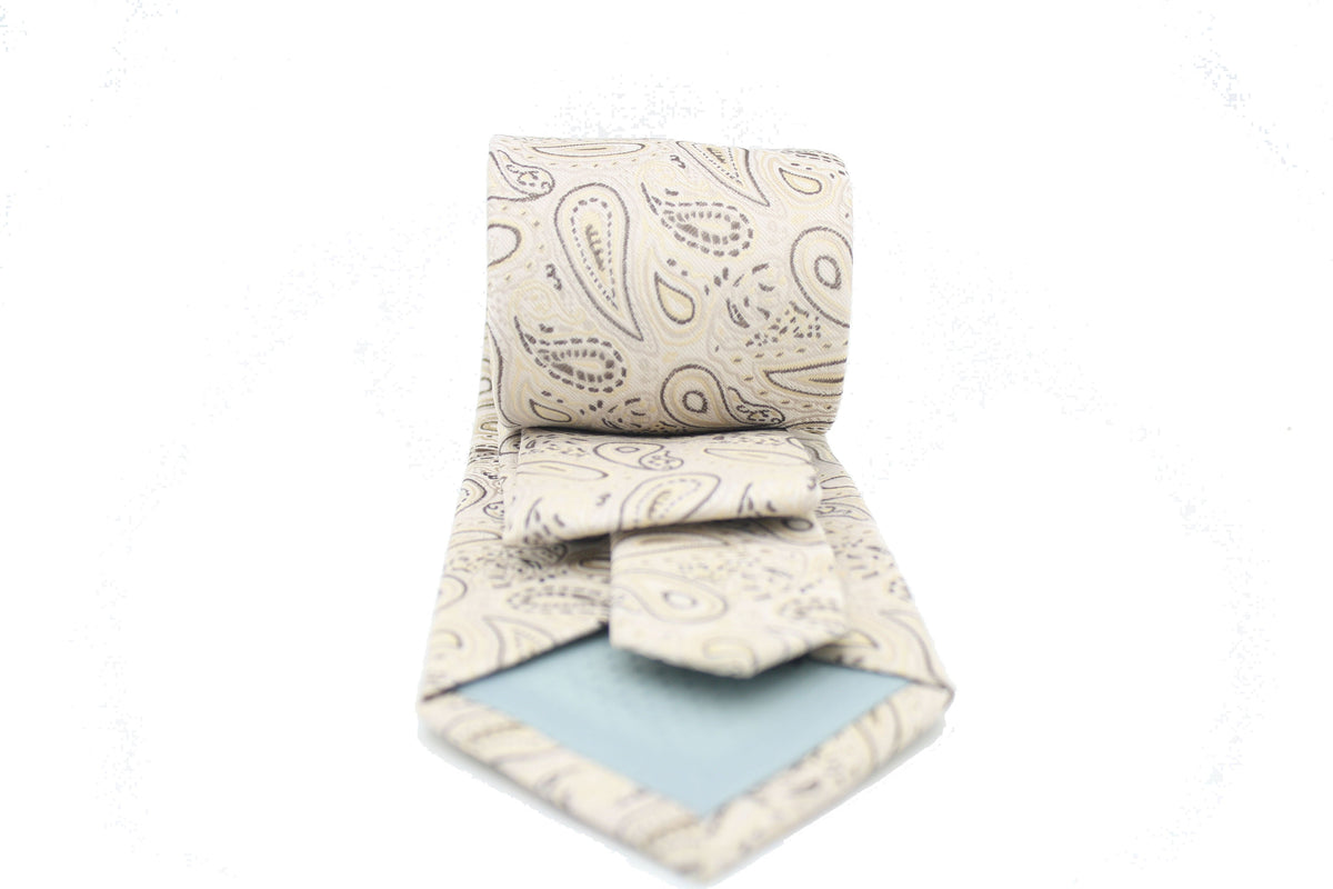Mens Dads Classic Beige Paisley Pattern Business Casual Necktie & Hanky Set GF-4 - FHYINC best men's suits, tuxedos, formal men's wear wholesale