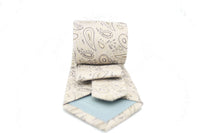 Mens Dads Classic Beige Paisley Pattern Business Casual Necktie & Hanky Set GF-4 - FHYINC best men's suits, tuxedos, formal men's wear wholesale