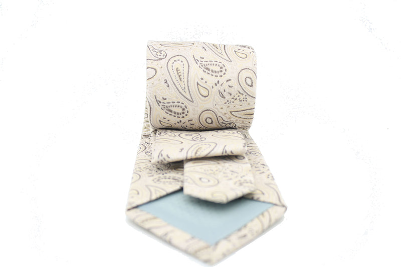 Mens Dads Classic Beige Paisley Pattern Business Casual Necktie & Hanky Set GF-4 - FHYINC best men's suits, tuxedos, formal men's wear wholesale
