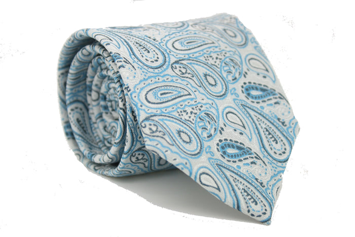 Mens Dads Classic Turquoise Paisley Pattern Business Casual Necktie & Hanky Set GF-5 - FHYINC best men's suits, tuxedos, formal men's wear wholesale