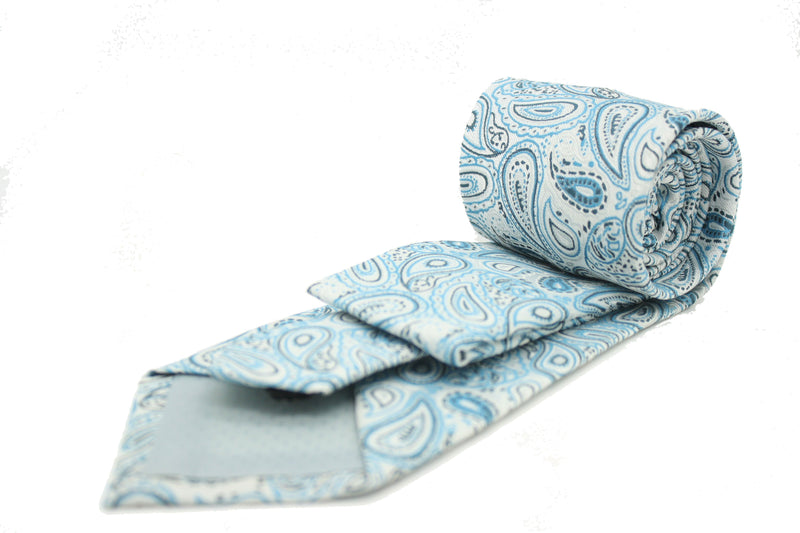 Mens Dads Classic Turquoise Paisley Pattern Business Casual Necktie & Hanky Set GF-5 - FHYINC best men's suits, tuxedos, formal men's wear wholesale