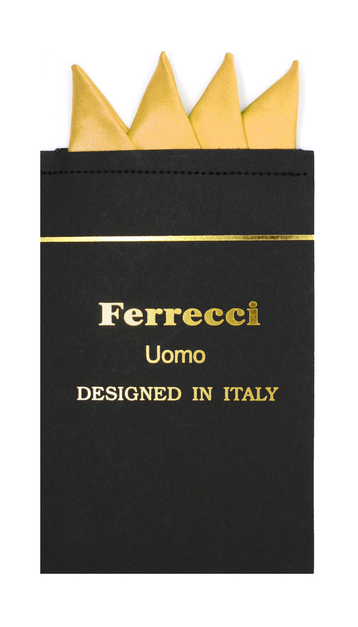 Pre-Folded Microfiber Gold Handkerchief Pocket Square - FHYINC best men's suits, tuxedos, formal men's wear wholesale