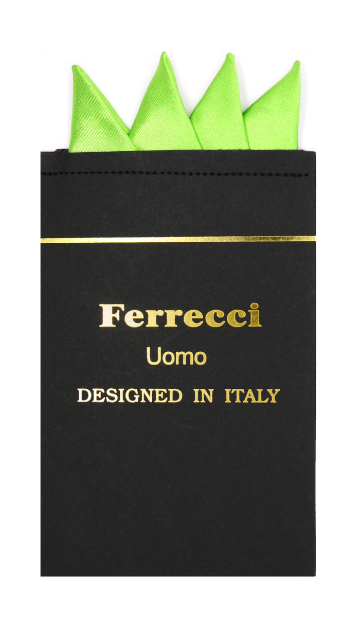 Pre-Folded Microfiber Lime Green Handkerchief Pocket Square - FHYINC best men's suits, tuxedos, formal men's wear wholesale