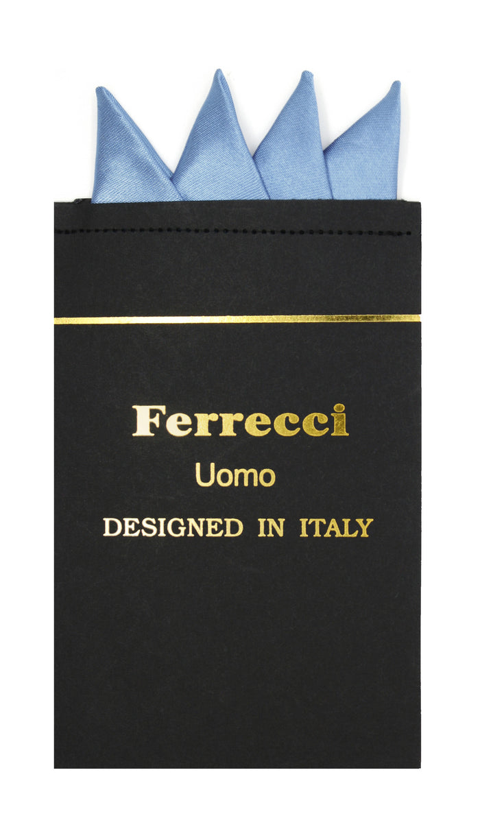 Pre-Folded Microfiber Sky Blue Handkerchief Pocket Square - FHYINC best men's suits, tuxedos, formal men's wear wholesale