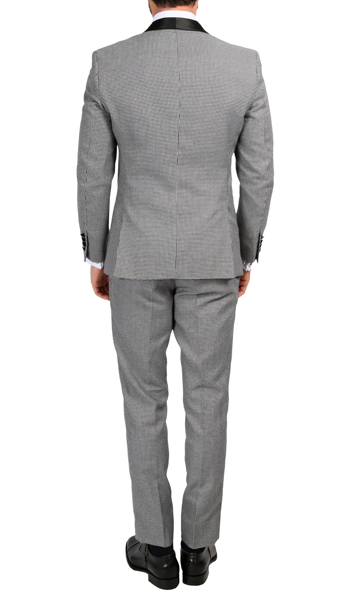 Men's Hilton Skinny Slim Fit Houndstooth Shawl Lapel 2pc Tuxedo - FHYINC best men's suits, tuxedos, formal men's wear wholesale