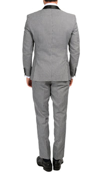 Men's Hilton Skinny Slim Fit Houndstooth Shawl Lapel 2pc Tuxedo - FHYINC best men's suits, tuxedos, formal men's wear wholesale