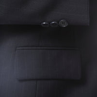Womens Navy Pinstripe Business Casual Uniform Blazer - FHYINC best men's suits, tuxedos, formal men's wear wholesale