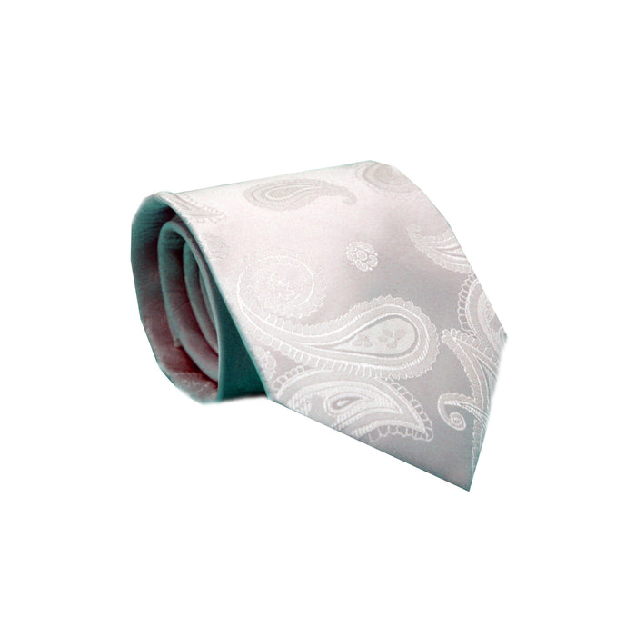 Mens Dads Classic White Paisley Pattern Business Casual Necktie & Hanky Set HO-8 - FHYINC best men's suits, tuxedos, formal men's wear wholesale