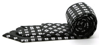 Mens Dads Classic Black Geometric Pattern Business Casual Necktie & Hanky Set I-1 - FHYINC best men's suits, tuxedos, formal men's wear wholesale