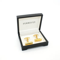 Goldtone Brass Ridgid Cylinder Cuff Links With Jewelry Box - FHYINC