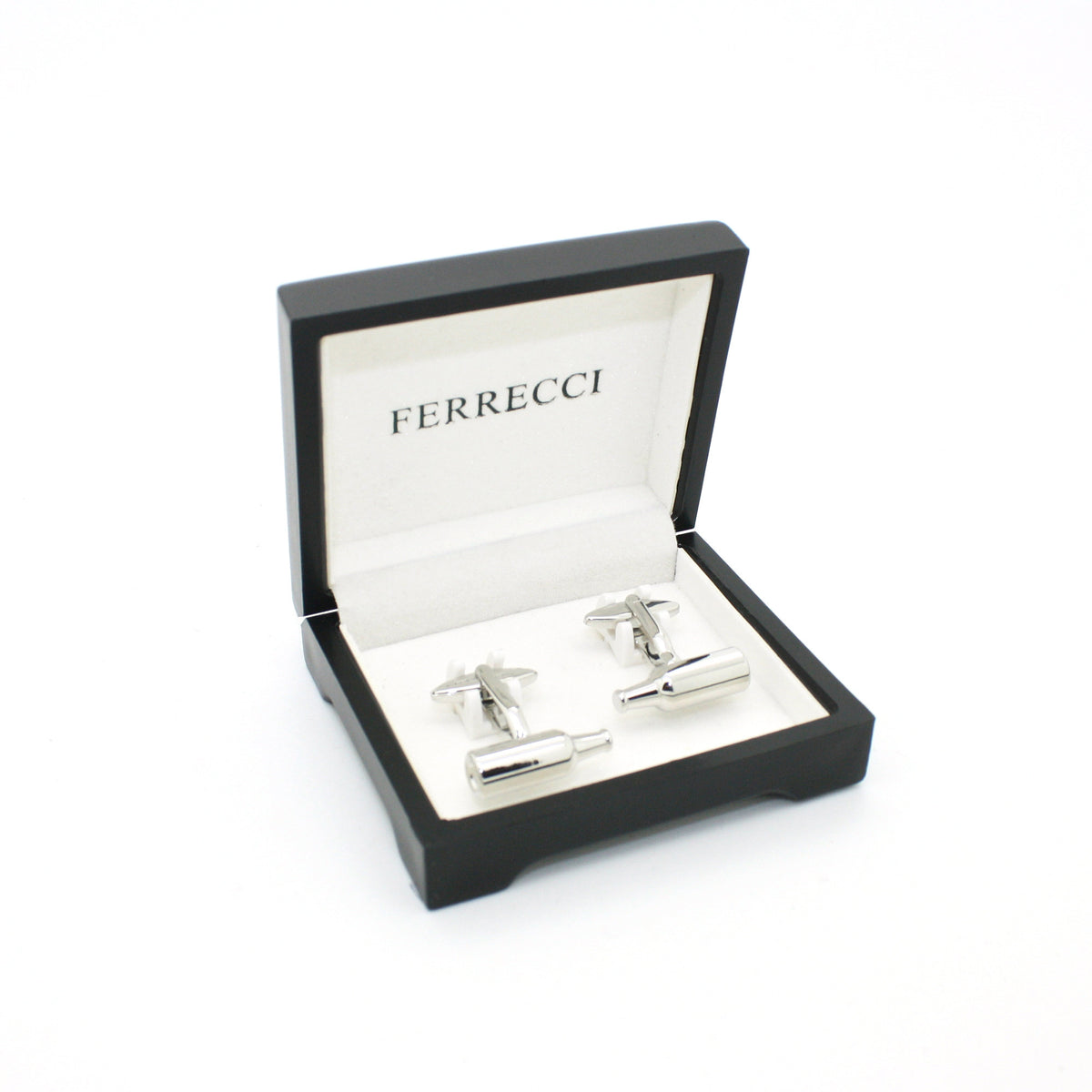 Silvertone Bottle Cuff Links With Jewelry Box - FHYINC