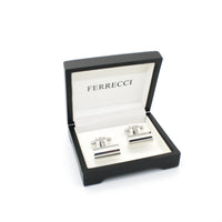 Silvertone Brass Cylinder Cuff Links With Jewelry Box - FHYINC
