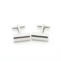 Silvertone Brass Cylinder Cuff Links With Jewelry Box - FHYINC