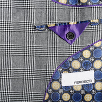 Conrad Skinny Slim Fit Grey 2pc Glen Plaid Peak Lapel Suit - FHYINC best men's suits, tuxedos, formal men's wear wholesale