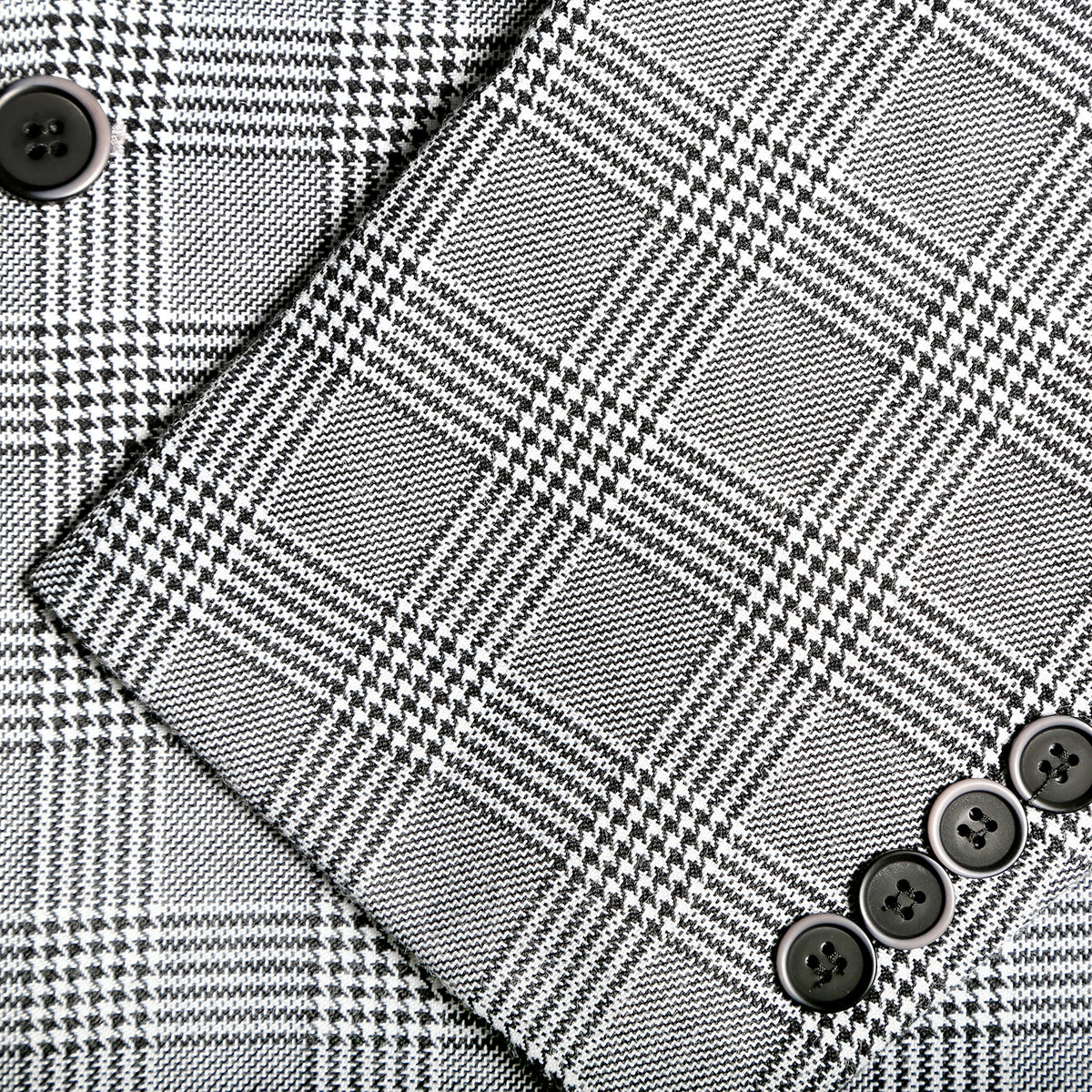 Conrad Skinny Slim Fit Grey 2pc Glen Plaid Peak Lapel Suit - FHYINC best men's suits, tuxedos, formal men's wear wholesale