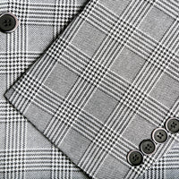 Conrad Skinny Slim Fit Grey 2pc Glen Plaid Peak Lapel Suit - FHYINC best men's suits, tuxedos, formal men's wear wholesale