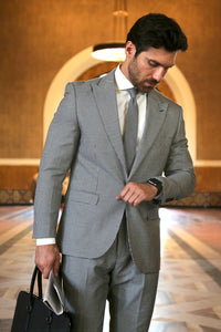 Men's Stanford Slim Fit Houndstooth Peak Lapel 2pc Suit - FHYINC best men's suits, tuxedos, formal men's wear wholesale