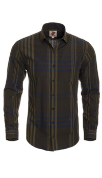 Olive Striped Slim Fit Casual Shirt - Jasper - FHYINC best men's suits, tuxedos, formal men's wear wholesale