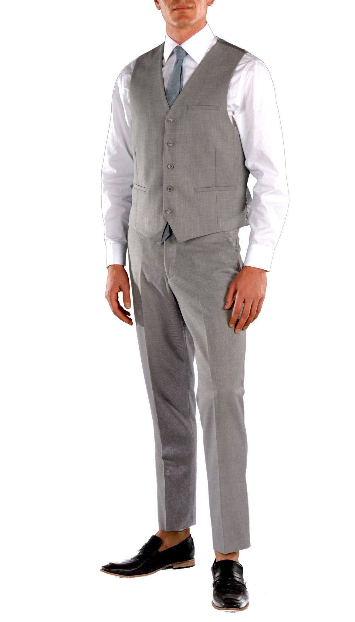 Light Grey Slim Fit Suit - 3PC - JAX - FHYINC best men's suits, tuxedos, formal men's wear wholesale