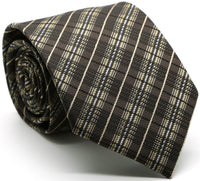Mens Dads Classic Brown Striped Pattern Business Casual Necktie & Hanky Set JO-9 - FHYINC best men's suits, tuxedos, formal men's wear wholesale