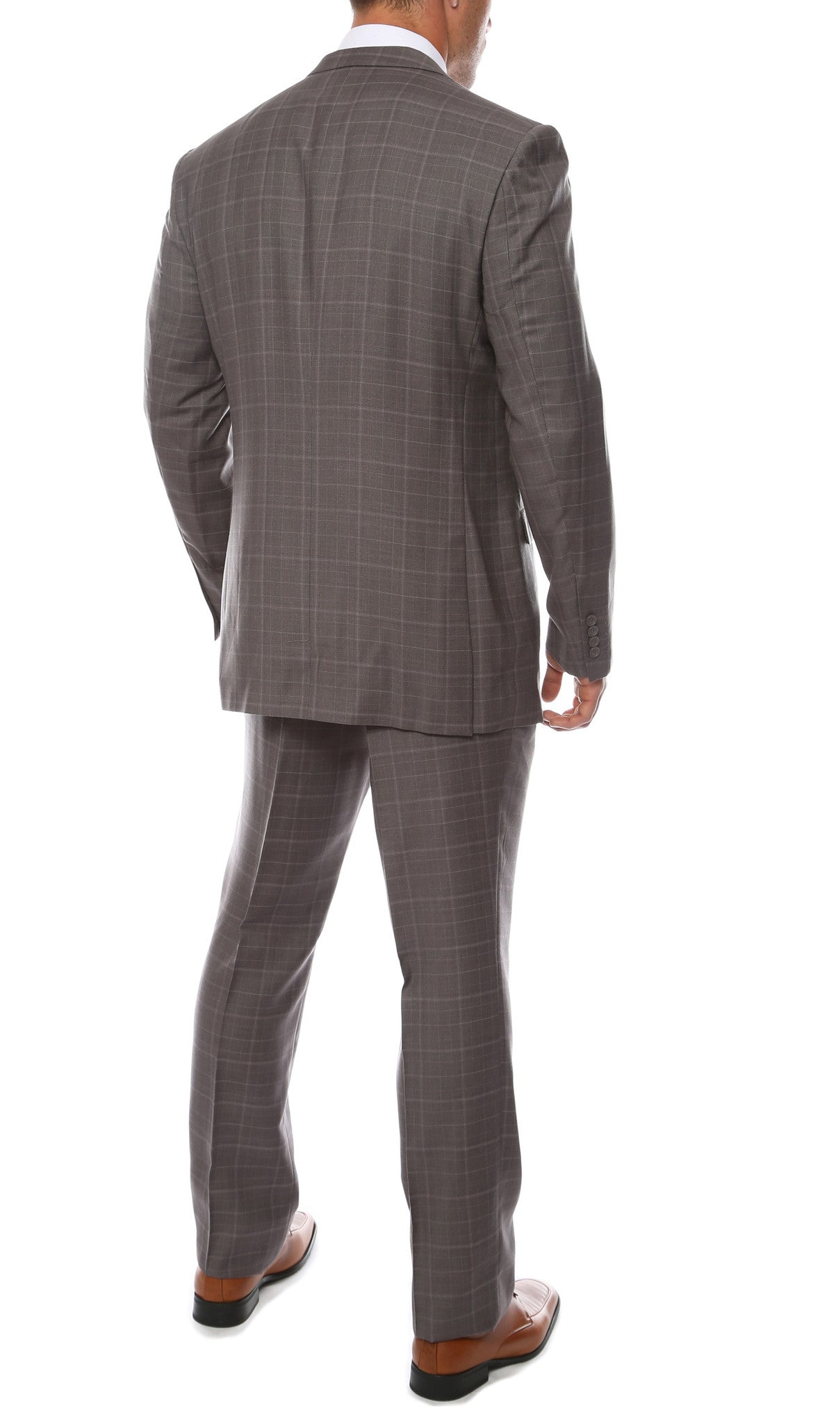 Lazio Charcoal 3pc Vested Slim Fit Plaid Suit - FHYINC best men's suits, tuxedos, formal men's wear wholesale