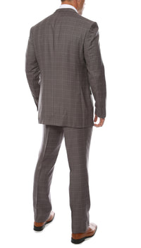 Lazio Charcoal 3pc Vested Slim Fit Plaid Suit - FHYINC best men's suits, tuxedos, formal men's wear wholesale