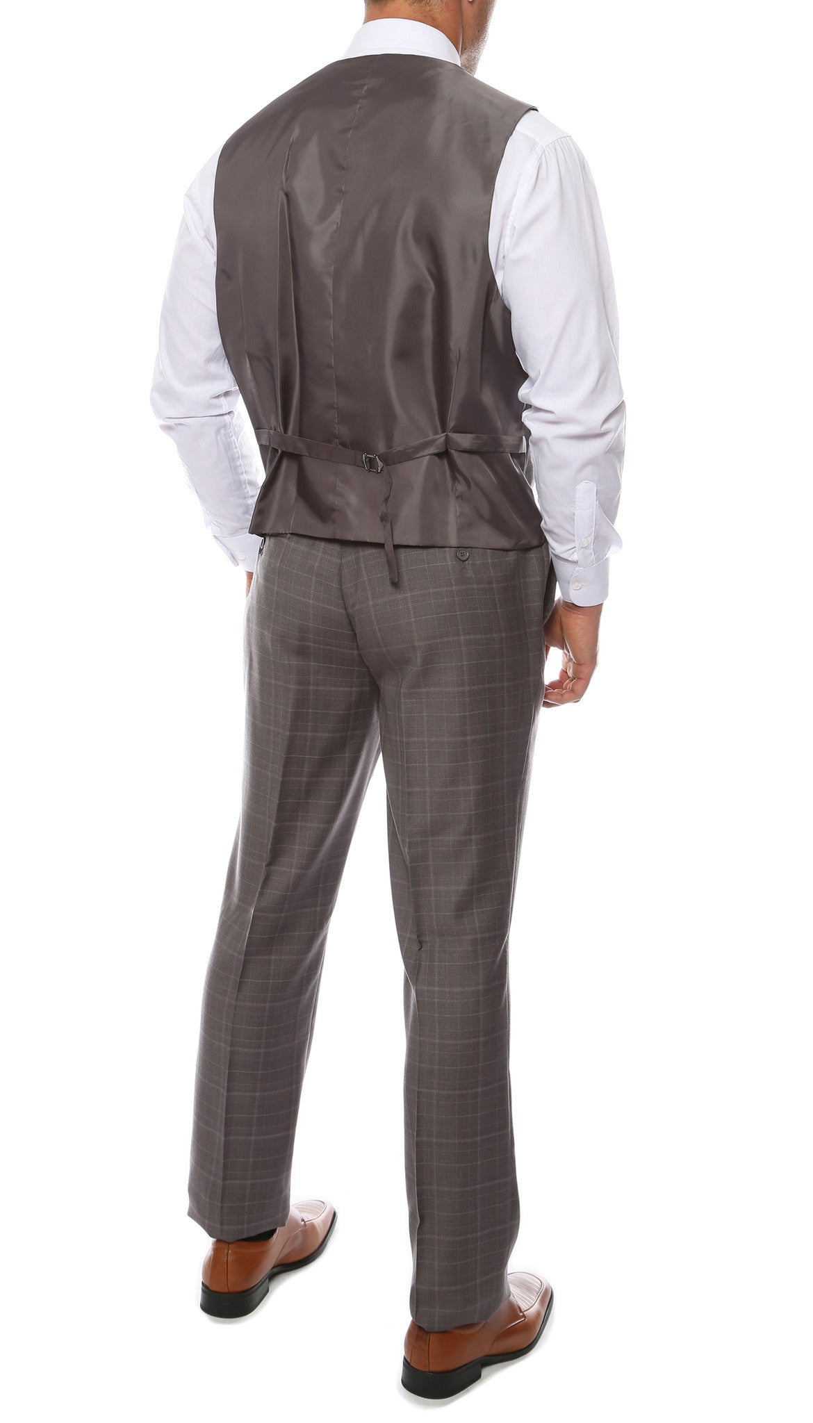 Lazio Charcoal 3pc Vested Slim Fit Plaid Suit - FHYINC best men's suits, tuxedos, formal men's wear wholesale