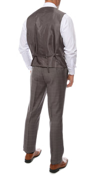 Lazio Charcoal 3pc Vested Slim Fit Plaid Suit - FHYINC best men's suits, tuxedos, formal men's wear wholesale