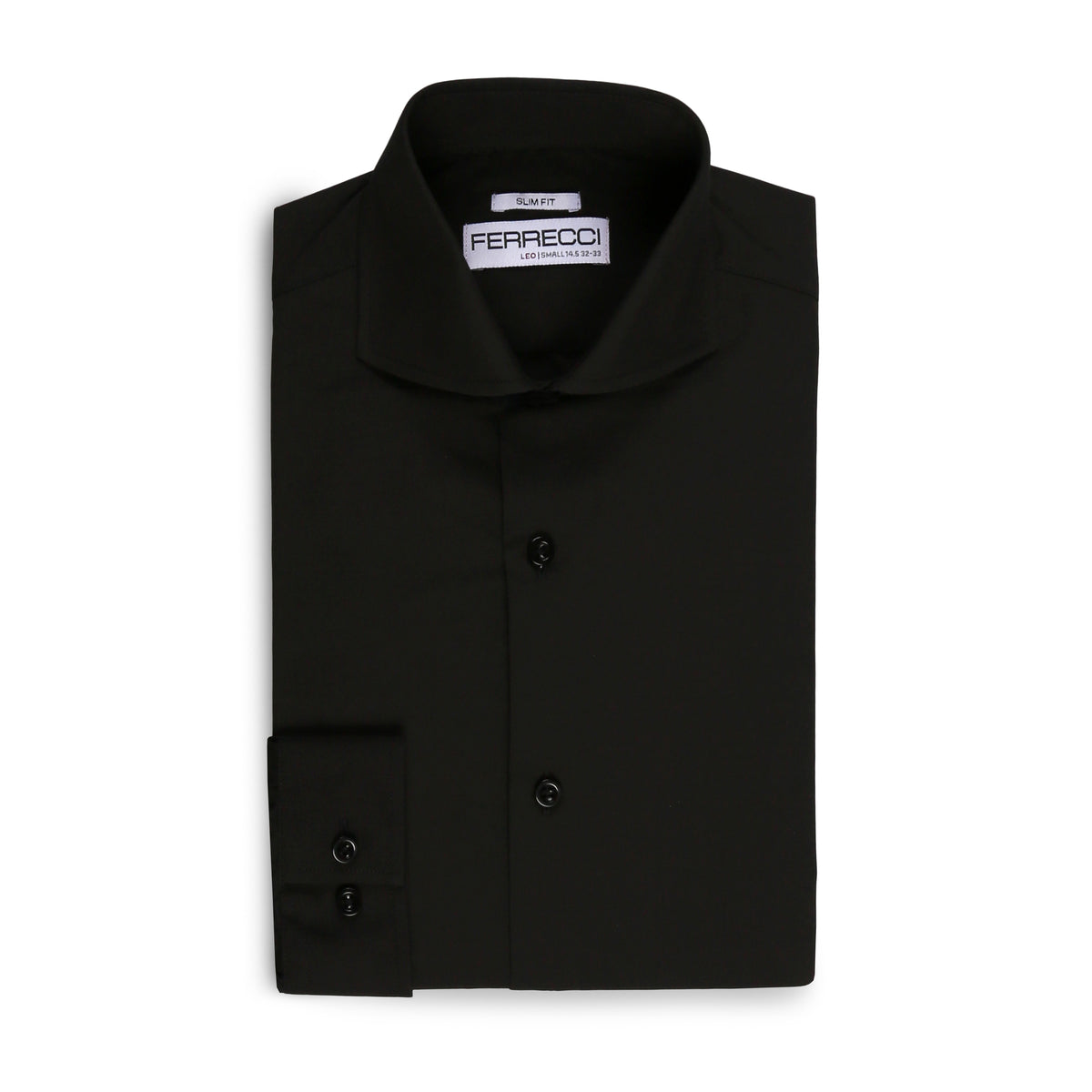 Leo Mens Black Slim Fit Cotton Dress Shirt - FHYINC best men's suits, tuxedos, formal men's wear wholesale