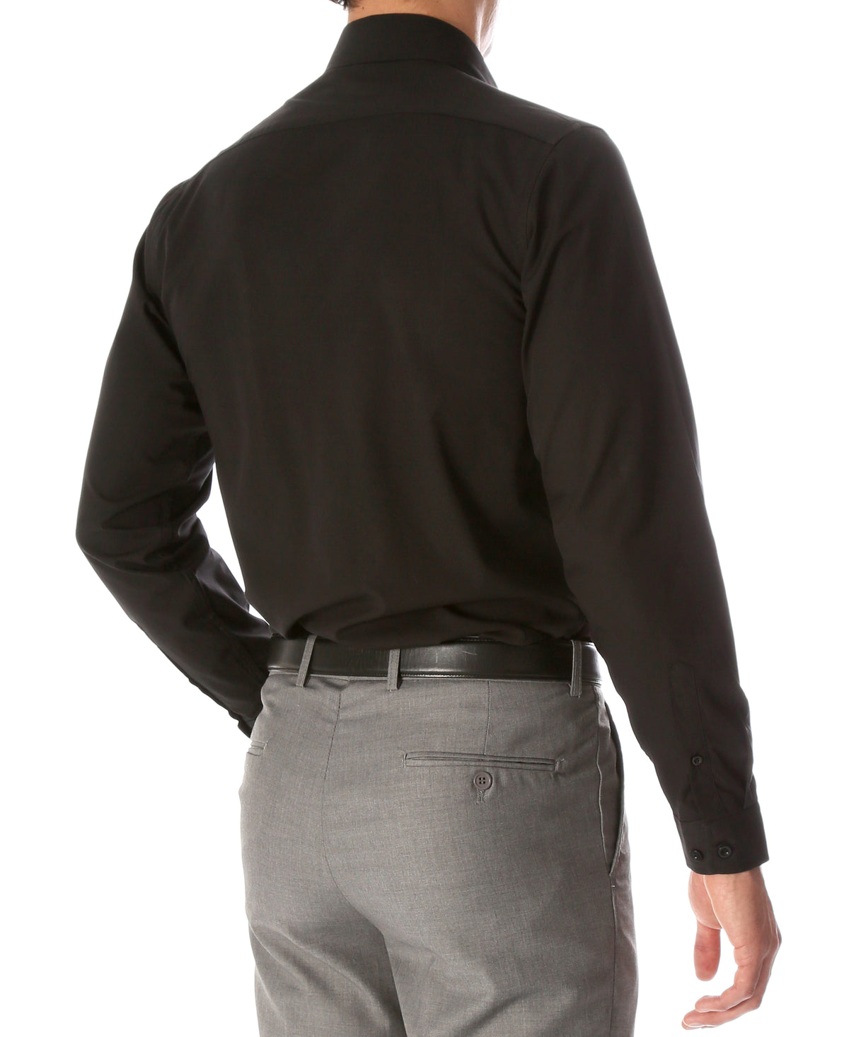 Leo Mens Black Slim Fit Cotton Dress Shirt - FHYINC best men's suits, tuxedos, formal men's wear wholesale