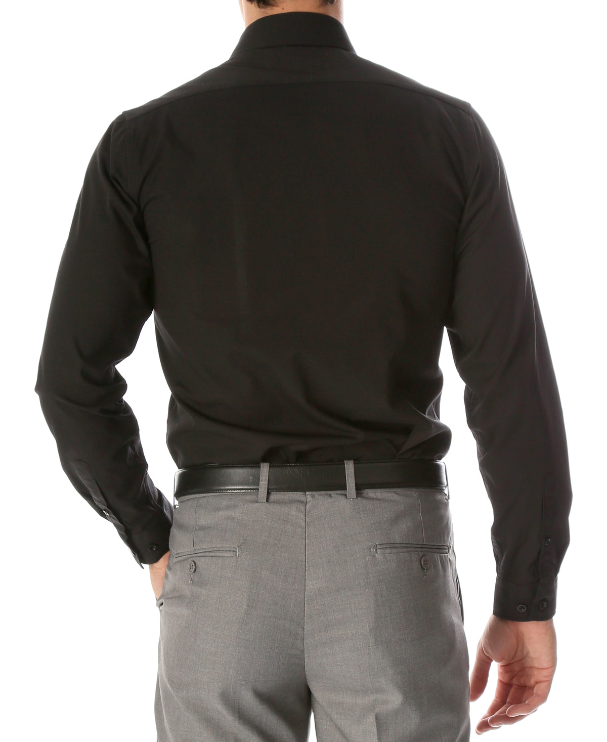 Leo Mens Black Slim Fit Cotton Dress Shirt - FHYINC best men's suits, tuxedos, formal men's wear wholesale