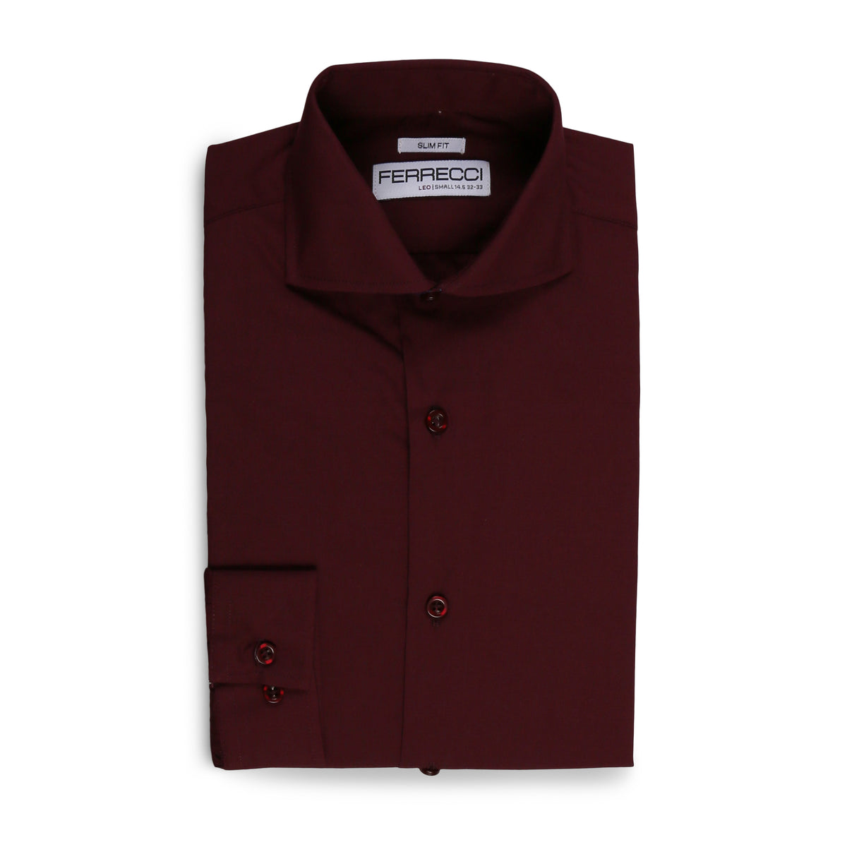 Leo Mens Burgundy Slim Fit Cotton Dress Shirt - FHYINC best men's suits, tuxedos, formal men's wear wholesale