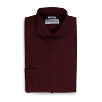 Leo Mens Burgundy Slim Fit Cotton Dress Shirt - FHYINC best men's suits, tuxedos, formal men's wear wholesale
