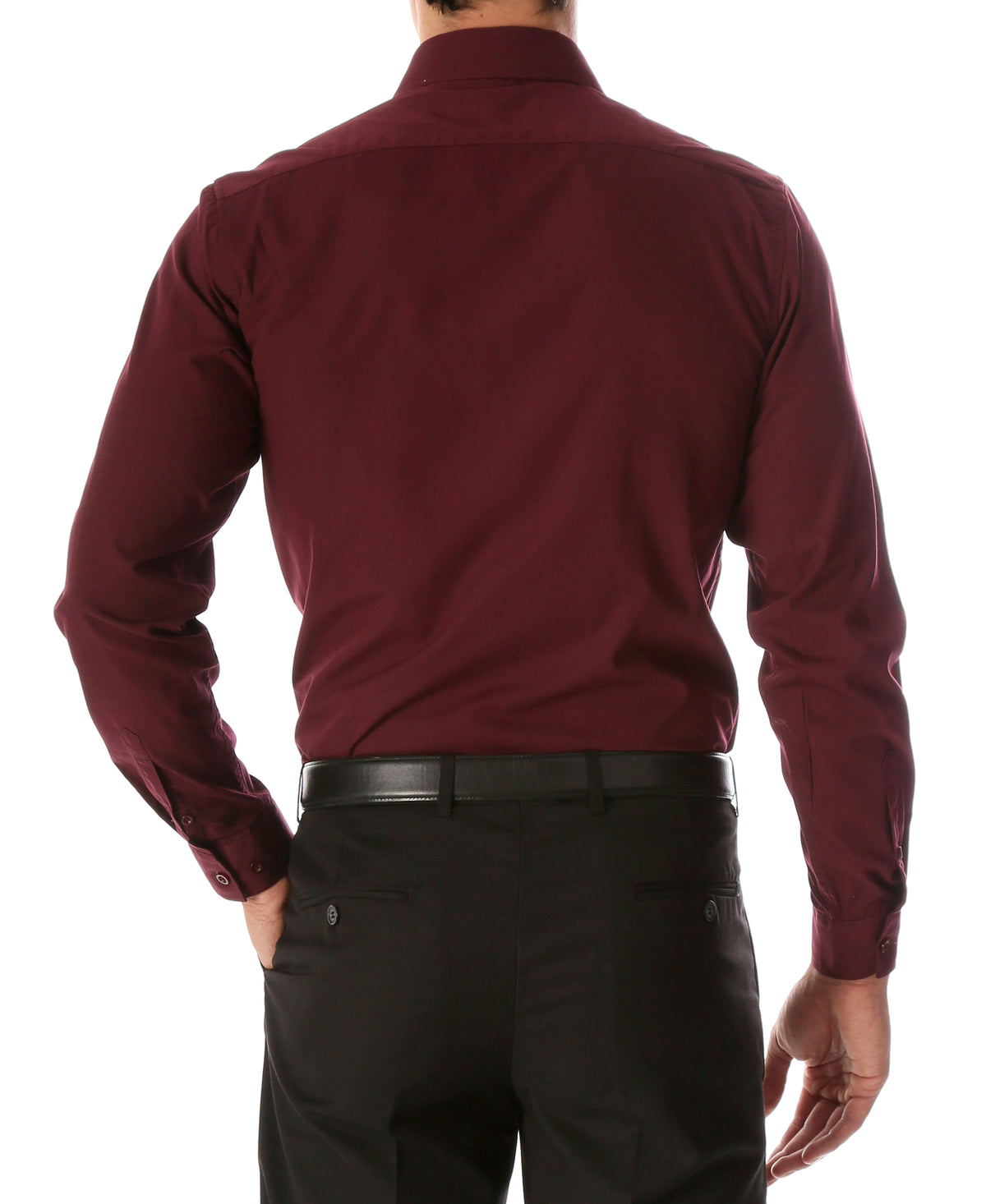 Leo Mens Burgundy Slim Fit Cotton Dress Shirt - FHYINC best men's suits, tuxedos, formal men's wear wholesale