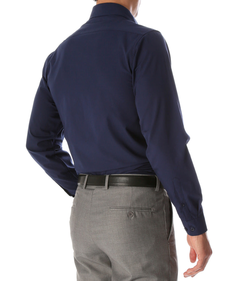 Leo Mens Navy Slim Fit Cotton Dress Shirt - FHYINC best men's suits, tuxedos, formal men's wear wholesale